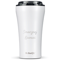 Kubek termiczny na kawę Dr.Bacty Apollo 2.0 - Smacznej kawusi - 360 ml - Glossy White