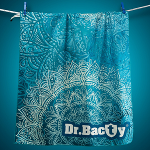 Beach towel quick-drying antibacterial double-sided Dr.Bacty 60x130 - mandala blue.