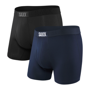 Men's SAXX Ultra Boxer Brief Fly two-pack - black/navy blue.