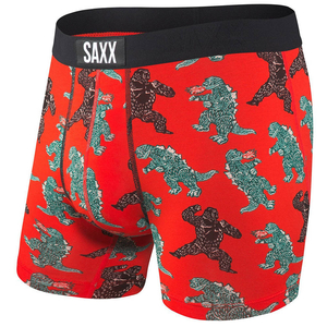 Men's quick-drying SAXX VIBE Boxer Brief Godzilla and King Kong - red.
