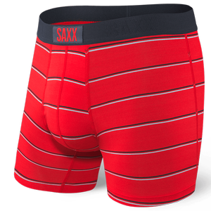 Men's quick-drying SAXX VIBE Boxer Brief retro stripes - red.