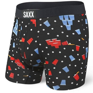 Men's quick-drying SAXX VIBE Boxer Briefs beer game - black.
