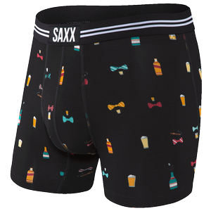 Men's quick-drying SAXX VIBE Boxer Briefs with alcohol and flies - black.