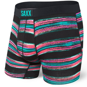 Men's quick-drying SAXX VIBE Boxer Briefs with stripes - black.