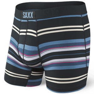 Men's quick-drying SAXX VIBE Boxer Briefs with uneven stripes - black.