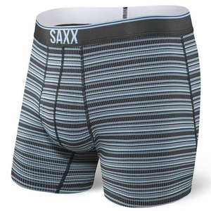 Men's trekking / sport boxer briefs with fly SAXX QUEST 2.0 Boxer Brief Fly in stripes - black.