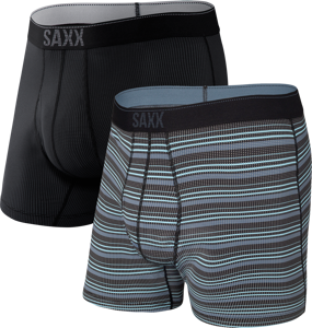 Men's trekking / sport boxer briefs with fly SAXX QUEST 2.0 Boxer Brief Fly, two-pack in stripes - black.