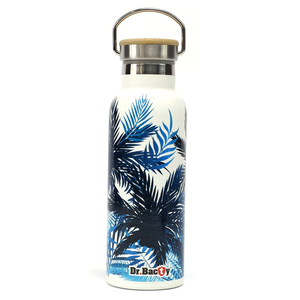 Steel thermal bottle Dr. Bacty Blue Palms - white