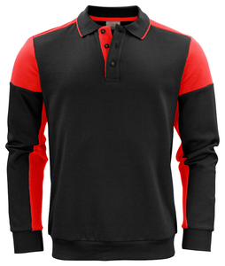 Two-tone polo-style Prime Polosweater hoodie by Printer brand - Black - Red.