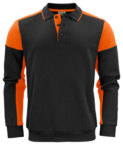 Two-tone polo-style Prime Polosweater hoodie by Printer brand - Black - orange.
