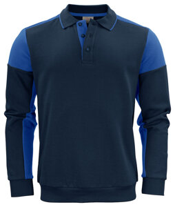 Two-tone polo-style Prime Polosweater hoodie by Printer brand - Navy Blue - Sky Blue.