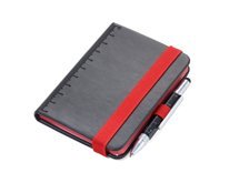 notebook TROIKA lilipad+liliput - black with red stitching.