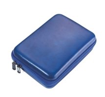 rigid travel organizer TROIKA for cables and chargers - blue.