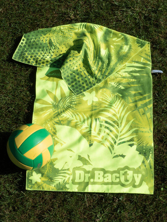 Antibacterial double-sided beach towel Dr.Bacty 60x130 - green tropical.