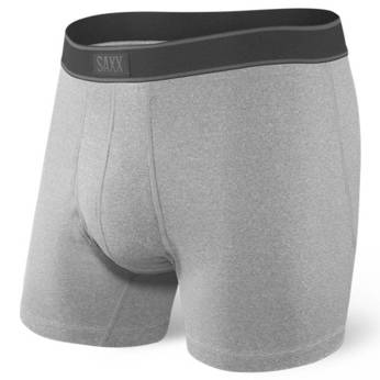 Breathable men's SAXX DAYTRIPPER Boxer Brief Fly with a fly - light gray.