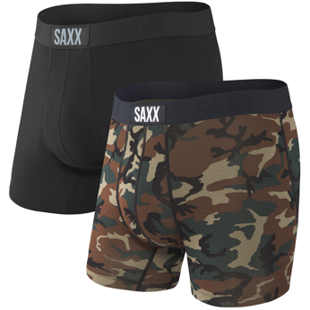 Men's SAXX Vibe Boxer 2 Pack - Black/Camo