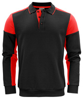 Two-tone polo-style Prime Polosweater hoodie by Printer brand - Black - Red.