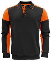 Zweifarbiger Polo-Stil Prime Polosweater von der Marke Printer - Schwarz - Orange.