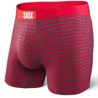 Bokserki męskie szybkoschnące SAXX VIBE Boxer Brief Modern Fit w pasy - szaro-czerwone